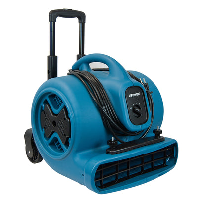 XPOWER P-630HC Air Mover w/ Telescopic Handle, Wheels & Carpet Clamp